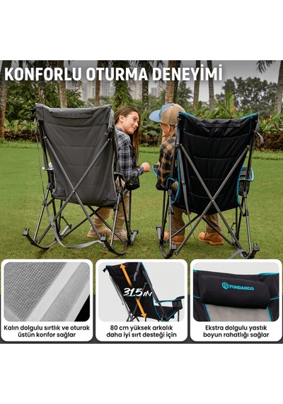 Fundango Cozy Rocking Chair Sallanan Katlanır Kamp Sandalyesi Black Siyah