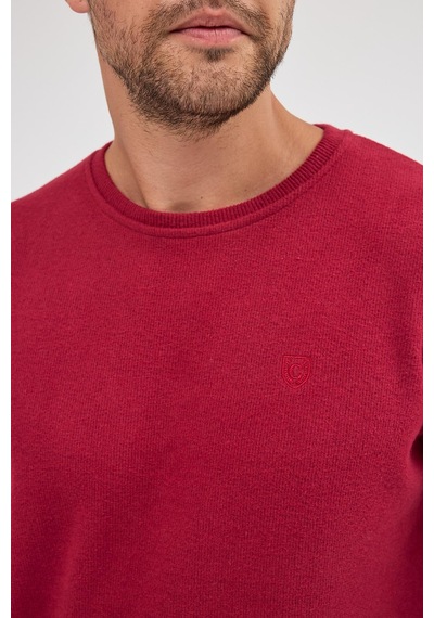 Mmetalic Erkek Bordo Standart Fit Normal Kesim Pamuklu Basic Bisiklet Yaka Sweatshirt Mtlce113-bordo Bordo