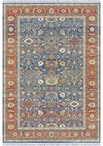 Çok Renkli Çerçeveli Dokuma Pamuk Taban Kaymaz Kilim Klm215n11