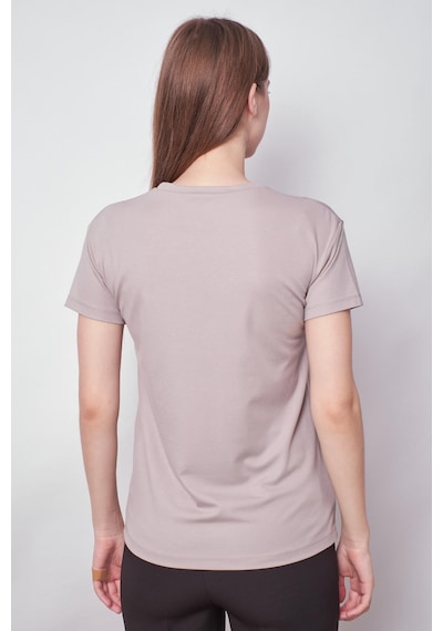 Jument Kadın Sıfır Yaka Kırışmaz Span Karışımlı Şık Kısa Kol Likralı T-shirt Bluz-gri Gri