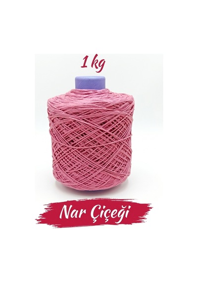 Premium İnce Cotton Zincir Makrome İpi Nar Çiçeği 1 Kg - 2 Mm Çanta Runner İpi