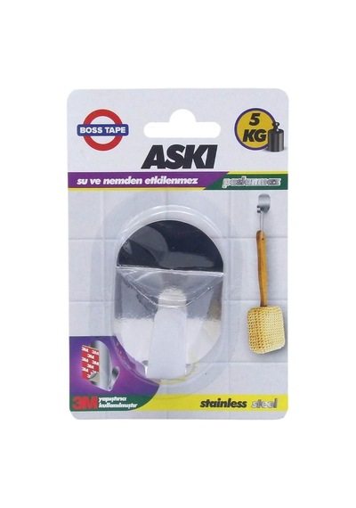 Boss Tape 3M Paslanmaz Inox Büyük Boy Askı Tekli 5 Kg Taşır İnox