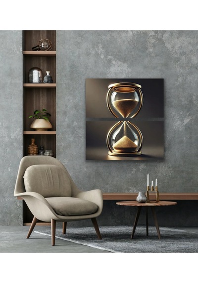 2li Kum Saati Kanvas Tablo 60x120cm X2 Çok Renkli
