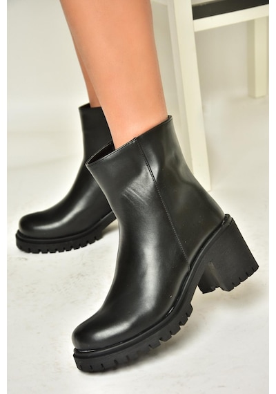 Fox Shoes T726911109 Siyah Kalın Topuklu Kadın Bot Siyah