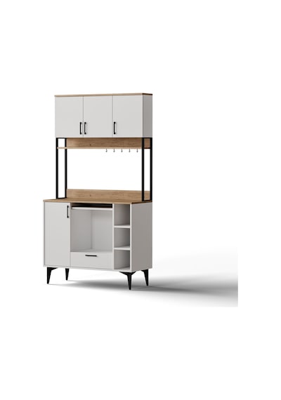 MEZZA 5260 COFFEMATE Kahve Köşesi 105 cm Çok Amaçlı Dolap Kiler Mutfak Dolabı Sepet Beyaz