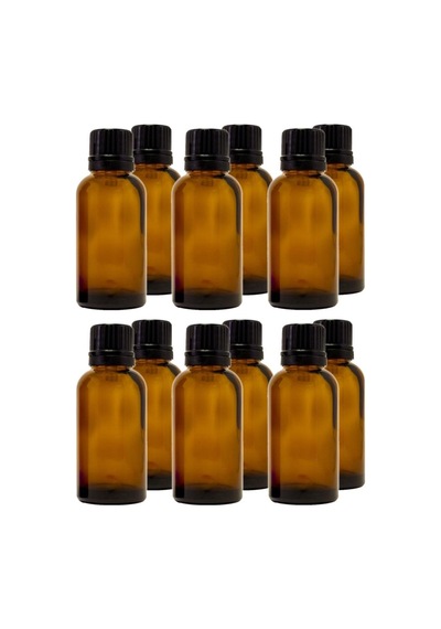 30 Ml 1 Oz Amber Cam Şişe Euro Damlalıklı 12 Paket