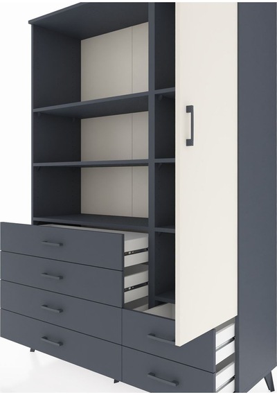 Hyperion Dolap 7 Raflı 6 Çekmeceli Tek Kapaklı 132x44x195 Antrasit-aytaşı/antrasit Aytası/antrasıt Hyperion Dolap 7 Raflı 6 Çekmeceli Tek Kapaklı 132x44x195 Antrasit-aytaşı/antrasit Aytası/antrasıt