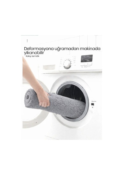 Buççin Online Mağaza Peluş Yıkanabilir Gri Kaymaz Taban 2'li Banyo Paspası Takımı 50x80 50x40 Polyester Gri Çok Renkli