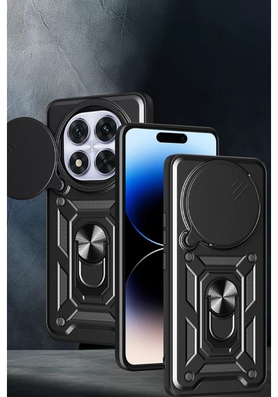 Newface Xiaomi Redmi Note 14 Pro Plus Kılıf Pars Lens Yüzüklü Silikon - Kırmızı