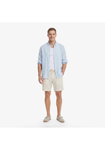 Nautica Erkek Krem Regular Fit Çizgili Keten Şortçizgilib65104t
