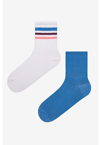 Penti Multistripe 2li Mavi Beyaz Tenis Soket Çorap Mavı-beyaz Mavı-beyaz Mavi - Beyaz