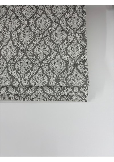 Damask Katlamalı Perde Gri