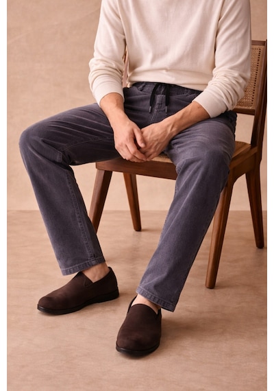 Tarz Cool Füme Renk Erkek Yazlık Keten Karışımı Relaxed Pantolon