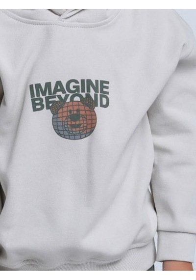 Jack Lions Erkek Bebek Kapüşonlu Ayıcık Baskılı Sweatshirt-14253 Gri