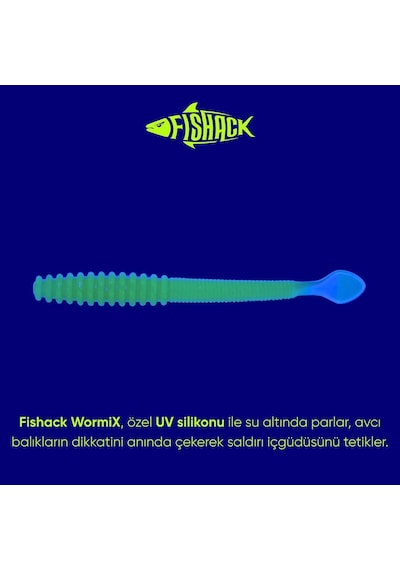 Silikon Kurt Yem - 2,2g 87mm - Fishack Wormix - Fluo Green