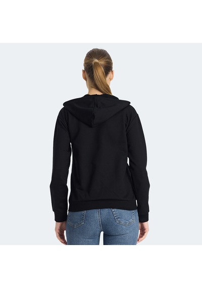 Slazenger KINET Kadın Fermuarlı Kapüşonlu Cepli Siyah Sweatshirt