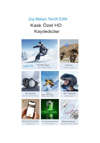 Q28 İntercom Kameralı Hd 1080p Kameralı Kask Kulaklık Su Geçirmez 32gb Hafıza Kartlı