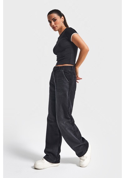 Itsbasic Kadın Taşlanmış Siyah Renk 2w5-1 Loose Fit Kadife Denim Parçalı Tasarım Denim Jean Itsbasic Kadın Taşlanmış Siyah Renk 2w5-1 Loose Fit Kadife Denim Parçalı Tasarım Denim Jean