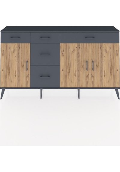 Arges Konsol 2 Raflı 5 Çekmeceli 3 Kapaklı 176x30x99 Antrasit-çam/antrasit Atlas Çam/antrasıt - Antrasıt
