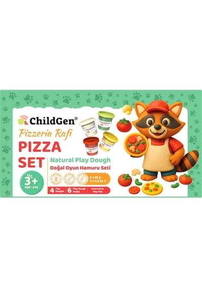 Childgen Doğal Oyun Hamuru Sevimli Patiler - Pizza Set Çok Renkli