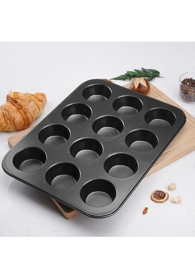 Toptan Muffin Ve Cup Cake Fırın Tepsisi,muffin İçin 12 Bölmeli Fırın Kabı Siyah