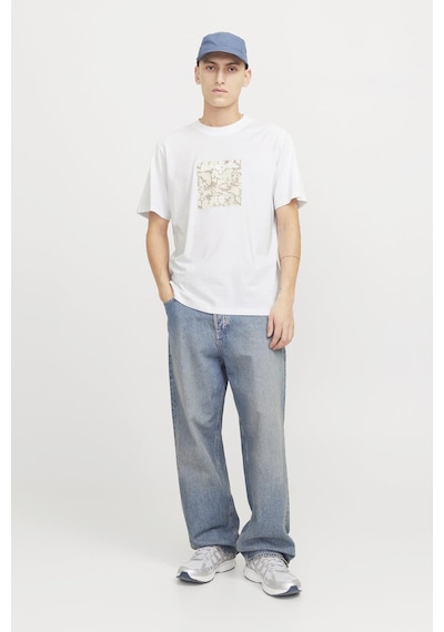 Jack & Jones Jcotarmac Camo Front Tee Ss Crew Neck Ln P.beyaz Renkli