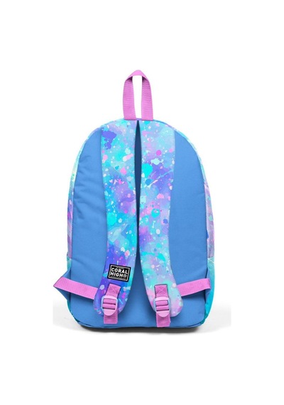 Coral High Derin Mavi Açık Pembe Unicorn Desenli İki Bölmeli USB Şarjlı Kulaklık Çıkışlı Okul Sırt Çantası 23429