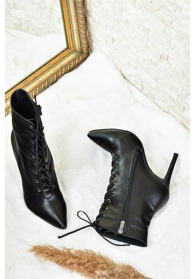 Fox Shoes Siyah Ince Yüksek Topuklu Kadın Bot L372493509