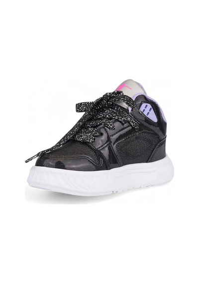 537 Çocuk Okul Öncesi Bilekli Sneaker Siyah/lila