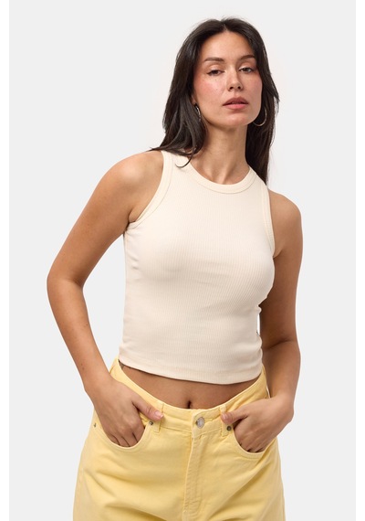Kadın Taş S6-57 Sıfır Kol Esnek Kumaş Crop Top