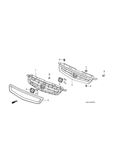 Honda Civic 1995-1999 Ön Panjur Siyah Çerçeve Hatcback Oem No: 71121s03000zc