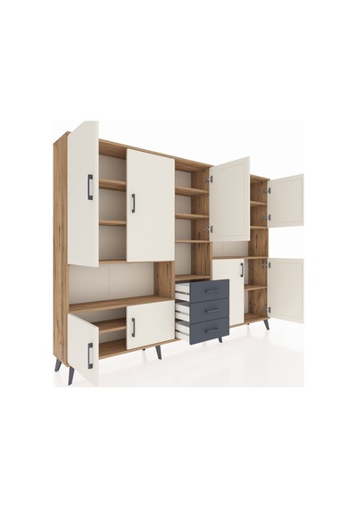 Arges Dolap 13 Raflı 3 Çekmeceli 9 Kapaklı 220x30x163 Çam-aytaşı/ Çam-aytaşı/antrasit Arges Dolap 13 Raflı 3 Çekmeceli 9 Kapaklı 220x30x163 Çam-aytaşı/ Çam-aytaşı/antrasit