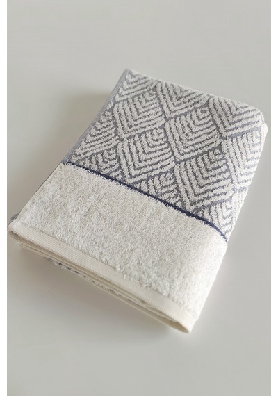 Geometrik Desenli Zemini Renkli Bambu El Havlusu - 50x90 Cm - İndigo Indigo