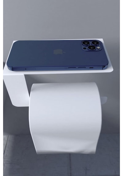 Metal Beyaz Telefon Raflı Tuvalet Kağıtlık, Wc Kağıtlık Mt44b Diğer