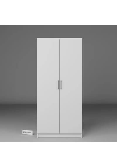 Kardelen Serisi 80 Cm Mat Beyaz 2 Kapılı 4 Raflı Elbise Dolabı Beyaz