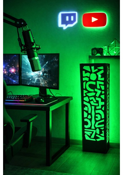 Dekoratif Lamba / Aplik - Rgb Led 4 Panelli Modern Tasarım, Kumandalı Ortam Aydınlatması 55 Cm Çok Renkli Diğer