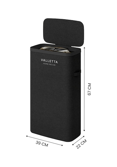 Paloma 40l Tek Yıkanabilir Bölmeli Katlanabilir Kumaş Kirli Çamaşır Sepeti Ink Black