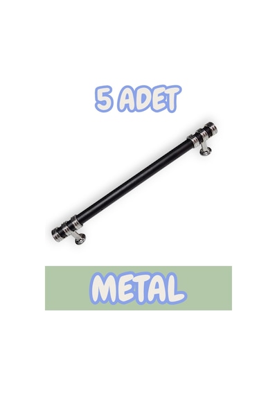 Nesli Alüminyum Metal Lüks Modern Mobilya Çekmece Mutfak Dolabı Kulpu Siyah-krom 192mm 5 Adet Siyah - Krom