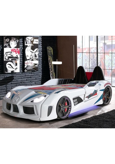 Arabalı Yatak, Audi Koltuklu Full Ledli Arabalı Yatak - Beyaz + 1 Adet Comfort Yatak Arabalı Yatak, Audi Koltuklu Full Ledli Arabalı Yatak - Beyaz + 1 Adet Comfort Yatak