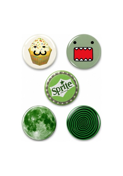 Trend-18-15'li Yeşil Anime Kawaii Rozet Seti Karakter Desenli Pop Art Pin Çok Renkli