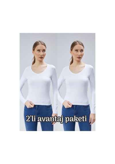Virago 2'li Soft Touch V Yaka Uzun Kol Bluz/body Beyaz - 687153486 Beyaz - 687153486 Beyaz Virago 2'li Soft Touch V Yaka Uzun Kol Bluz/body Beyaz - 687153486 Beyaz - 687153486 Beyaz