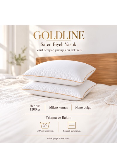 2'li Gold Line Nano Jel Yastık - 1200 Gram Beyaz-  Gold