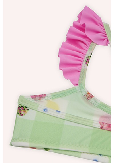 Panço Kız Çocuk Meyve Desenli Bikini Yeşil 2412GK42009