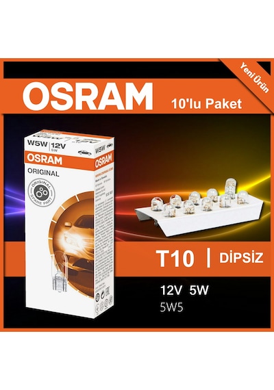 Osram Dipsiz Ampul 12V 5W T10 W5W 2825 10'Lu Paket