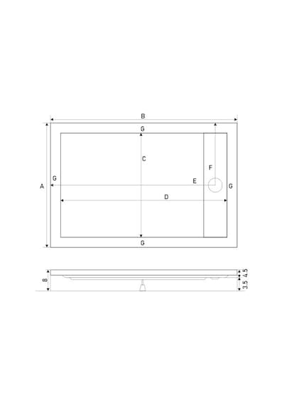 Shower 75x150 Drop Dikdörtgen Monoblok Duş Teknesi H:8 Cm