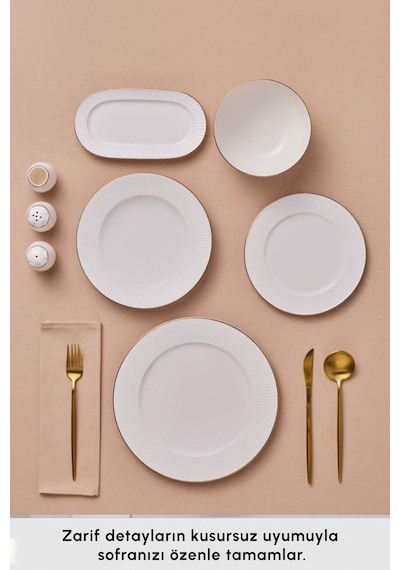 Karaca  Elegance Bone Massimo 53 Parça 12 Kişilik Yemek Takımı Gold
