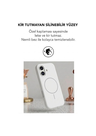 Apple İphone 16 Uyumlu Magsafe Lansman Silikon Kılıf Beyaz