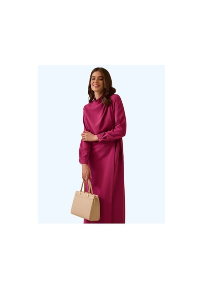 Seçil Beli Ayarlanabilir Dik Yaka Elbise Pembe - 751297413 Pembe