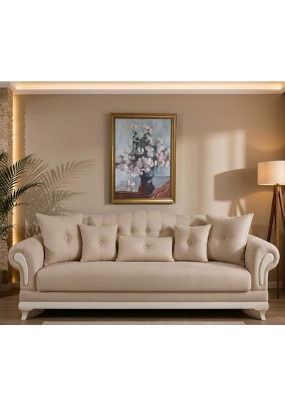Gold Çerçeveli Nostaljik Vazoda Monet Kasımpatı Çiçekleri Tablosu - Lüx Salon Tablosu