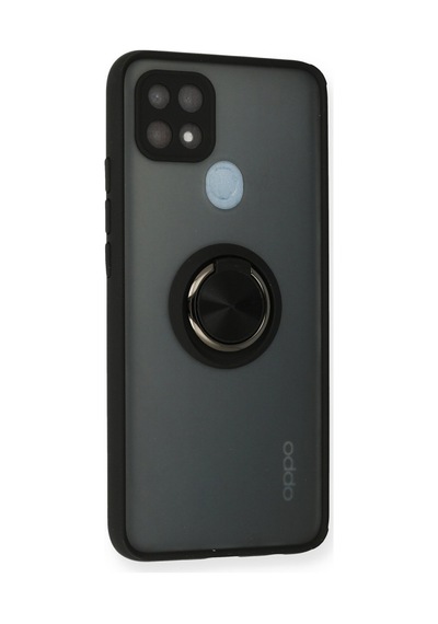 Oppo A15 Uyumlu Kılıf Montreal Yüzüklü Silikon Kapak - Siyah